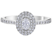 Canadian Oval Diamond Ring with Double Halo