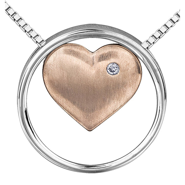 10K Fremada Rose Gold Cognac and White Diamond Accent Heart Necklace good Pendant