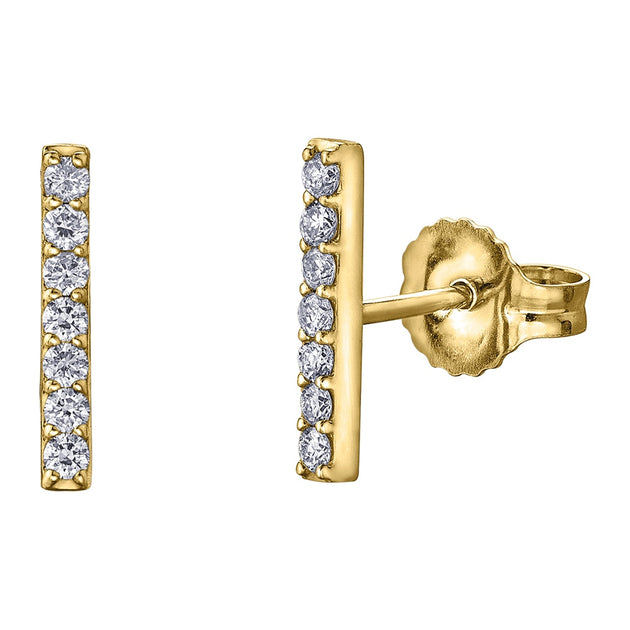 Crystal and Bar Earrings in Gold