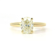 Oval Diamond Solitaire Ring with Hidden Halo