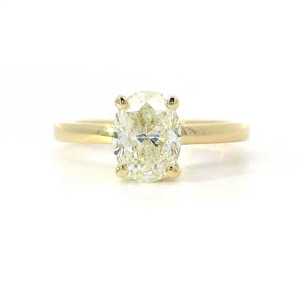 Oval Diamond Solitaire Ring with Hidden Halo