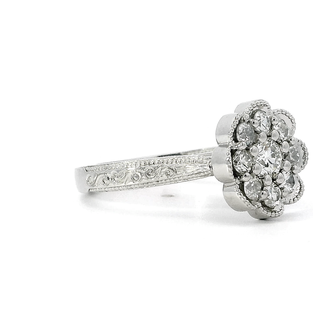 Antique Old European Cut Diamond Flower Ring