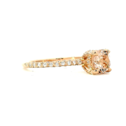 Round Morganite Ring with Diamond Hidden Halo