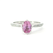 Oval Cut Pink Sapphire Ring with Diamond Accents