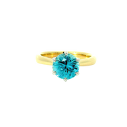 Round Blue Zircon Solitaire Ring