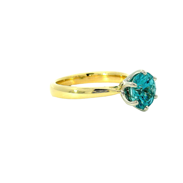 Round Blue Zircon Solitaire Ring