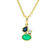 Pendentif serti de saphir, d'émeraude et de diamant