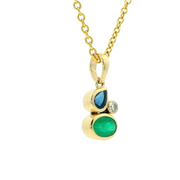Pendentif serti de saphir, d'émeraude et de diamant