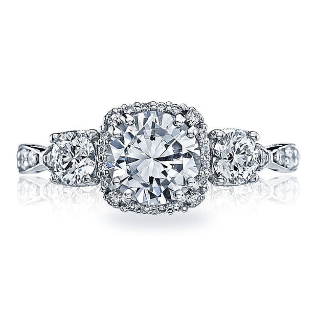 Round with Cushion 3-Stone Engagement Ring