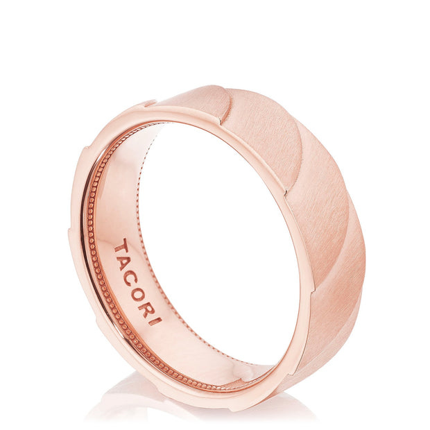 Geometric Crescent in Satin Finish Wedding Band