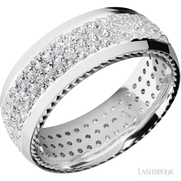 Three-Row Diamond Eternity Ring with Sidebraid Inlays