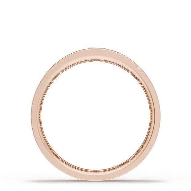 Bezel Set Diamond Wedding Band in Brushed Finish