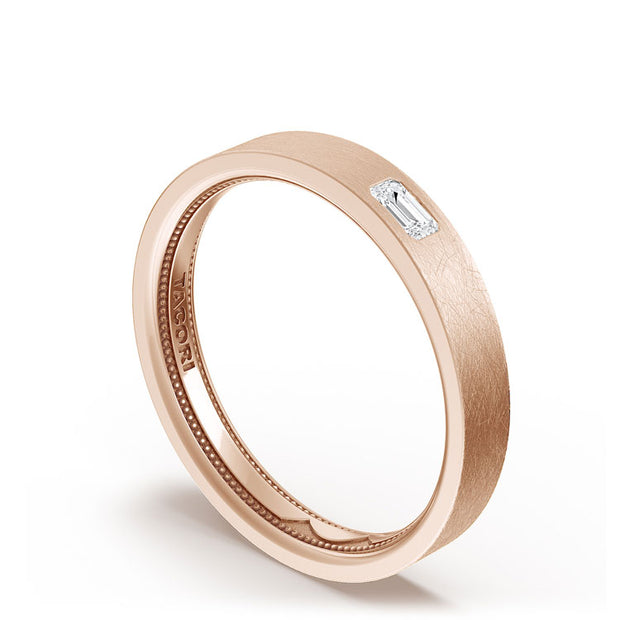 Bezel Set Diamond Wedding Band in Brushed Finish