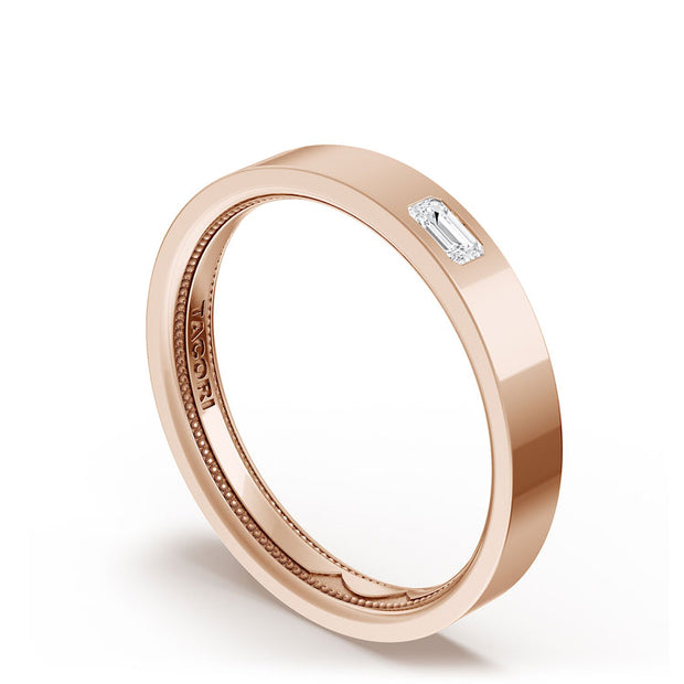 Bezel Set Diamond Wedding Band in High Polish