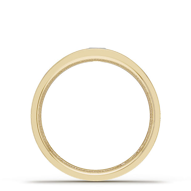 Bezel Set Diamond Wedding Band in High Polish