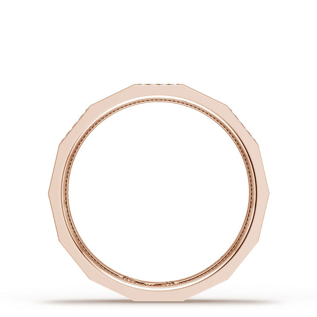 Diamond Faceted - Partial Coverage Wedding Band in Satin Finish  - 4mm