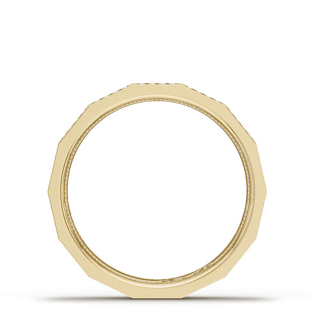 Diamond Faceted - Full Coverage Wedding Band in High Polish  - 4mm