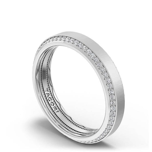 Bevel Edge Diamond Wedding Band in Satin Finish - 5mm