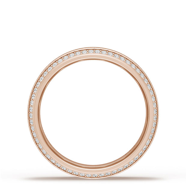 Bevel Edge Diamond Wedding Band in Brushed Finish - 7mm