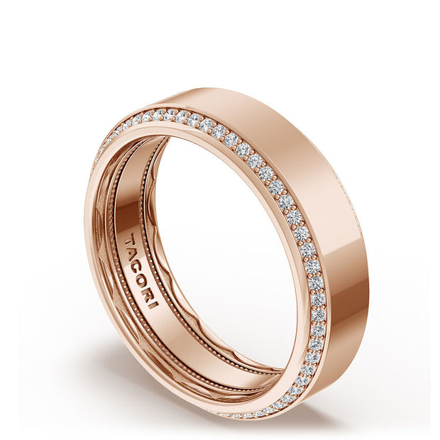 Bevel Edge Diamond Wedding Band in High Polish - 7mm