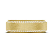 Bevel Edge Diamond Wedding Band in Brushed Finish - 7mm