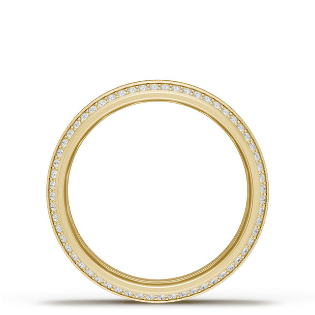 Bevel Edge Diamond Wedding Band in Brushed Finish - 7mm