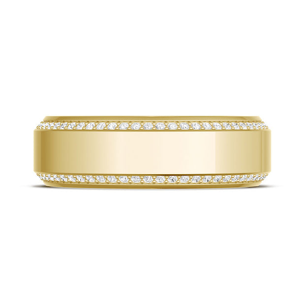 Bevel Edge Diamond Wedding Band in High Polish - 7mm