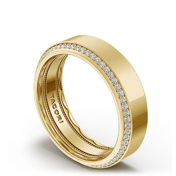 Bevel Edge Diamond Wedding Band in High Polish - 7mm