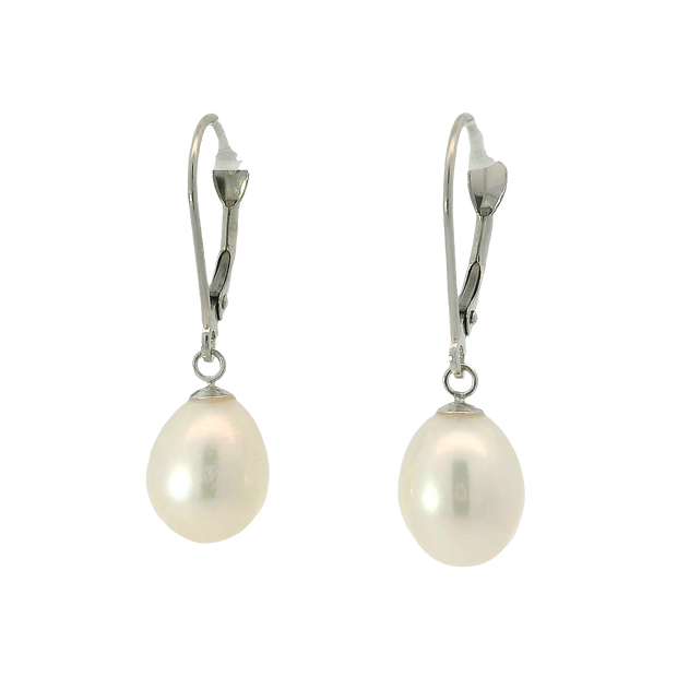 Oval Pearl Drop Earrings