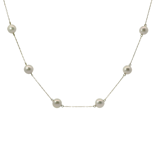 Collier de perles Akoya avec maillons en or tissés à la main
