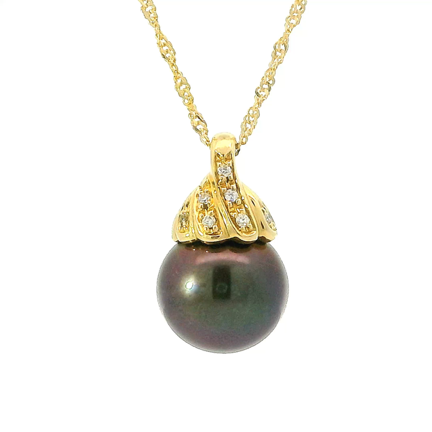 Chocolate Pearl and Diamond Pendant