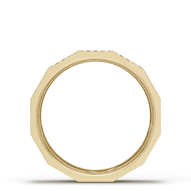 Diamond Faceted - Full Coverage Wedding Band in High Polish  - 6mm