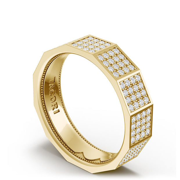 Diamond Faceted - Full Coverage Wedding Band in High Polish  - 6mm