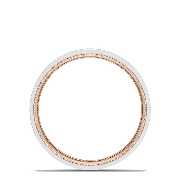 Classic Two-Tone Flat Wedding Band in Satin Finish
