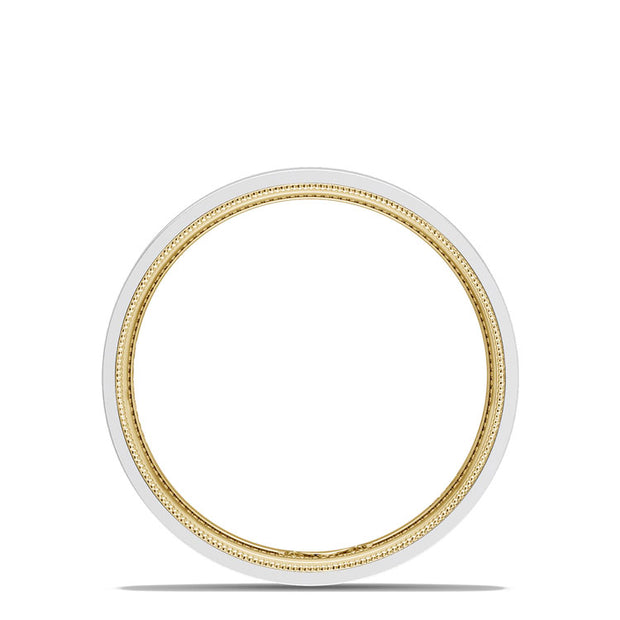Classic Two-Tone Flat Wedding Band in Satin Finish