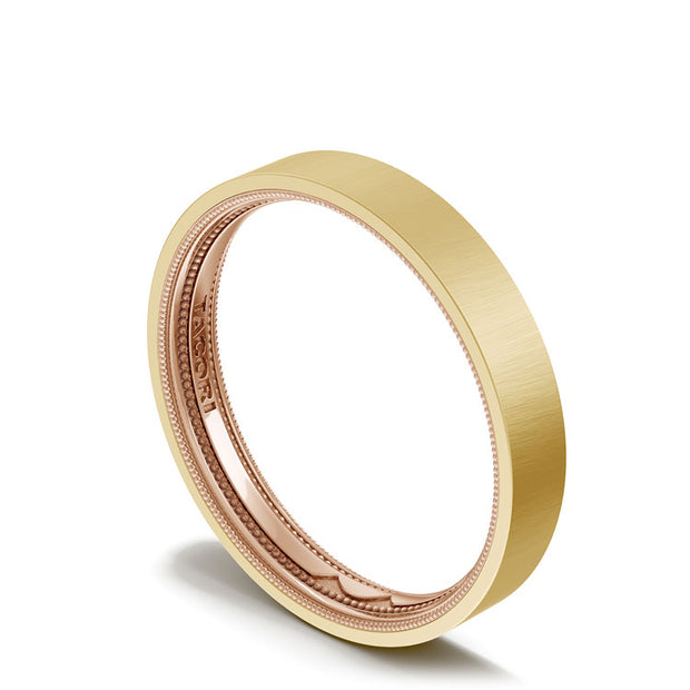 Classic Two-Tone Flat Wedding Band in Satin Finish