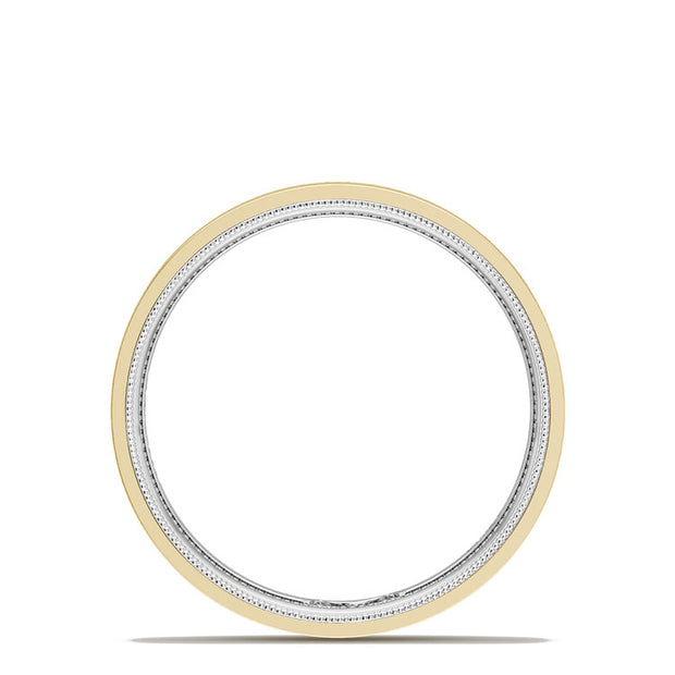 Classic Two-Tone Flat Wedding Band in Satin Finish