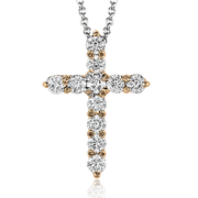 ZP290 Cross Pendant in 14k Gold with Diamonds