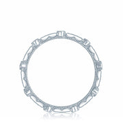 Round Bezel Droplet with Rectangular Basket Wedding Band