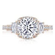 Round with Cushion 3-Stone Engagement Ring