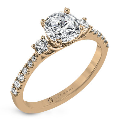 Bague de fiançailles ZR1902 en or 14 carats avec diamants