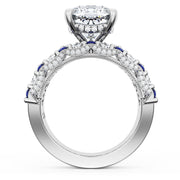 Cushion Solitaire Engagement Ring w/ North South Marquise & Pear Band