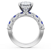 Cushion Solitaire Engagement Ring w/ North South Marquise & Pear Band