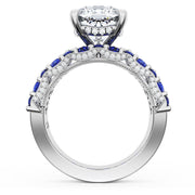 Cushion Solitaire Engagement Ring w/ North South Marquise & Pear Band