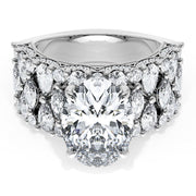 Oval Solitaire Engagement Ring w/ North South Marquise & Pear Band