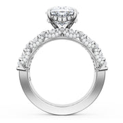 Oval Solitaire Engagement Ring w/ North South Marquise & Pear Band