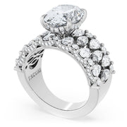 Oval Solitaire Engagement Ring w/ North South Marquise & Pear Band