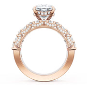 Oval Solitaire Engagement Ring w/ North South Marquise & Pear Band
