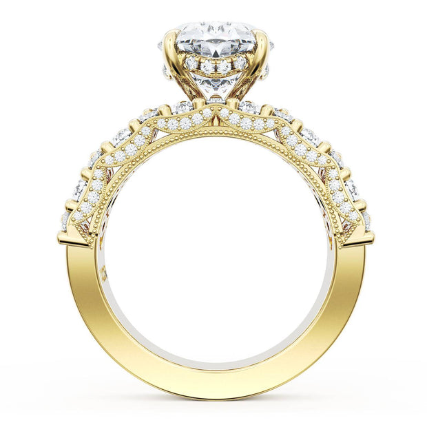Oval Solitaire Engagement Ring w/ North South Marquise & Pear Band