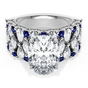 Oval Solitaire Engagement Ring w/ North South Marquise & Pear Band